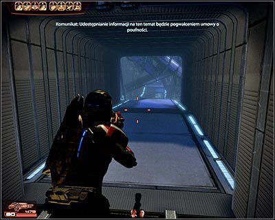 Ponownie przejdź po utworzonym niedawno mostku i skorzystaj z przejścia prowadzącego do częściowo zalanego korytarza - (7) Powrót do poduszkowca | Nadzorca- Stacja Prometeusz - Mass Effect 2: Overlord - poradnik do gry