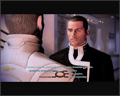 Po zainicjowaniu rozmowy możesz się zachować na dwa zasadnicze sposoby - (1) Odbycie rozmowy z Donovanem Hockiem | Kasumi- Zamek głosowy - Mass Effect 2: Kasumis Stolen Memory - poradnik do gry