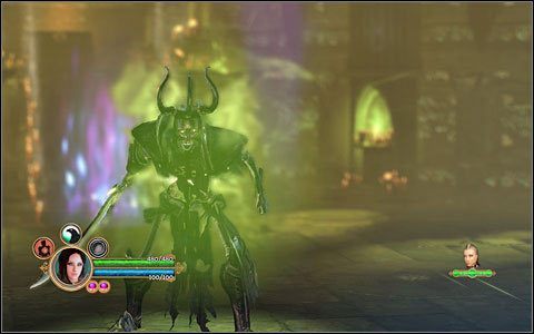 Ten ma tendencję do przywoływania i wskrzeszania nieumarłych - ci będą dla nas stanowić znacznie większe zagrożenie, niż sam boss - głównie ze względu na swoją liczebność - Drakomir - duch z Krypty Bohaterów | Bossowie | Dungeon Siege III - Dungeon Siege III - poradnik do gry