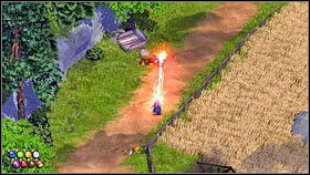 Na początku radzę użyć Tarczy z PPM, aby stworzyć osłonę chroniącą przed strzałami łucznika [1], a następnie zająć się przeciwnikami walczącymi wręcz - Rozdział 2 - Atak Goblinów - Opis przejścia - Magicka - poradnik do gry