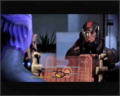 Tuż po rozpoczęciu rozmowy wybierz lewą dolną opcję dialogową (powyższy screen), przekazując Liarze pozyskane informacje na temat Handlarza Cieni - (1) Spotkanie się z Liarą Tsoni - Kryjówka Handlarza Cieni - Mass Effect 2: Lair of the Shadow Broker - poradnik do gry