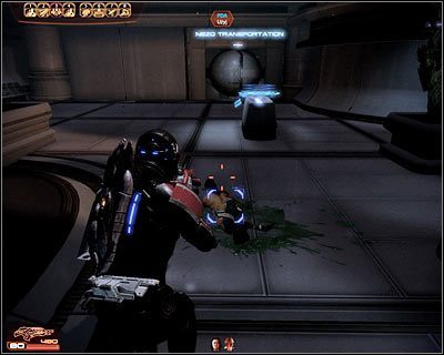 Po znalezieniu się na nowym piętrze odszukaj rannego pracownika i wysłuchaj tego co ma do powiedzenia - (5) Odnalezienie biura Baria Frontiers - Kryjówka Handlarza Cieni - Mass Effect 2: Lair of the Shadow Broker - poradnik do gry