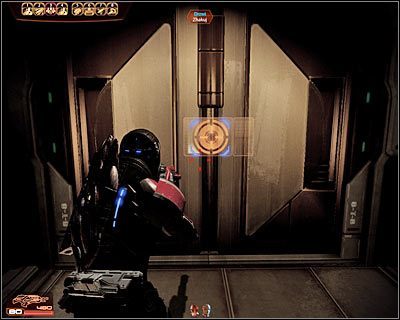 Wybierz przejście, które było bronione przez szturmowca i rozpraw się z dwoma agentami Handlarza Cieni rozstawionymi przy stole - (15) Odnalezienie Ferona - Kryjówka Handlarza Cieni - Mass Effect 2: Lair of the Shadow Broker - poradnik do gry