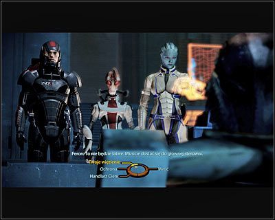 Po wejściu do nowego pomieszczenia gra załączy cut-scenkę z udziałem więzionego Ferona, w trakcie której okaże się, że jego oswobodzenie będzie możliwe dopiero po rozprawieniu się z Handlarzem Cieni - (15) Odnalezienie Ferona - Kryjówka Handlarza Cieni - Mass Effect 2: Lair of the Shadow Broker - poradnik do gry