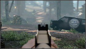 Na dole eliminujemy wrogów przy instalacji po lewej, a później na drodze prowadzącej w prawo - Zjazd kolejką linową - Rozdział 1 - Call of Juarez: The Cartel - Ben McCall - poradnik do gry