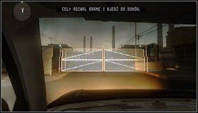 Ruszamy autem przed siebie [1] aż dotrzemy do bramy, którą taranujemy - W samochodzie - Rozdział 4 - Call of Juarez: The Cartel - Ben McCall - poradnik do gry