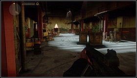 U góry przechodzimy przez małe pomieszczenie [1] do kolejnego hangaru - Drugi magazyn - Rozdział 4 - Call of Juarez: The Cartel - Ben McCall - poradnik do gry