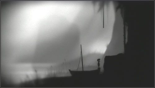 Po dotarciu na drugą stronę jeziorka schodzimy na ląd i wciągamy za sobą nasz statek, tak by można było z niego wskoczyć na wyższy teren [1] - Rozdział 2 | Opis przejścia Limbo - Limbo - poradnik do gry