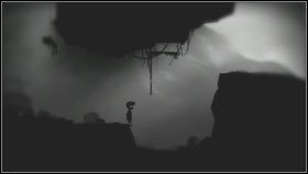 Poruszając się w prawo trafimy na siedzącą postać [1], gdy tylko do niej podejdziemy podłoga zawali się i wpadniemy do jaskini - Rozdział 6 | Opis przejścia Limbo - Limbo - poradnik do gry