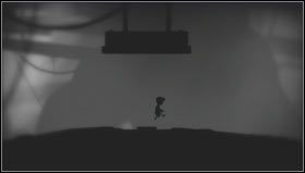 Idąc cały czas w prawo trafimy na dwie prasy, pierwszą pokonujemy przeskakując po niewielkim podeście [1], natomiast przy drugiej musimy przeskoczyć nad wystającą platformą znajdującą się na środku pułapki [2] - Rozdział 13 | Opis przejścia Limbo - Limbo - poradnik do gry