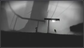 Po minięciu maszyny sterowanej dźwignią [1] spotkamy pso-żabę próbującą dostać się do świecących owoców zawieszonych pod niewielką platformą [2] - Rozdział 16 | Opis przejścia Limbo - Limbo - poradnik do gry