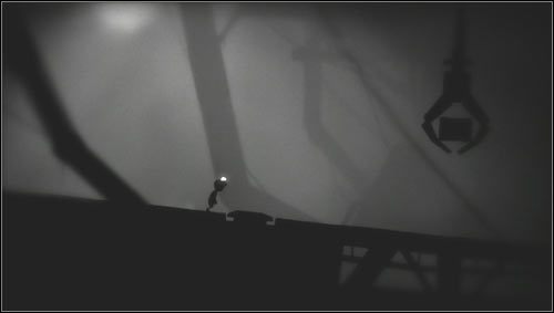 Maszerując przed siebie będziemy musieli wykonać kilka standardowych skoków nad przepaściami, aby z pasażerem na gapę dojść do przycisku umiejscowionego w podłodze [1] - Rozdział 22 | Opis przejścia Limbo - Limbo - poradnik do gry