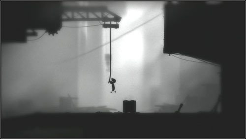 Dojdziemy do przełącznika, którym opuszczamy dźwig - Rozdział 23 | Opis przejścia Limbo - Limbo - poradnik do gry