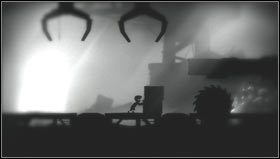 Dokonujemy tego w następujący sposób: stajemy na pierwszym przycisku, czekamy 1-2 sekundy, biegniemy na drugi przycisk, wracamy szybko w lewo przebiegając pod spadającą skrzynią [1] - Rozdział 24 | Opis przejścia Limbo - Limbo - poradnik do gry