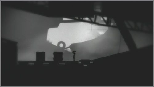 Miniemy niedostępną na razie drabinkę i dojdziemy do dwóch skrzyni umiejscowionych koło przycisku uruchamiającego magnesy przyklejające skrzynie do sufitu [1] - Rozdział 32 | Opis przejścia Limbo - Limbo - poradnik do gry