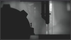 Po wskoczeniu na platformę z przełącznikiem uruchamiającym olbrzymie koło zębate, nie przestawiamy dźwigni tylko przeskakujemy w prawo [1] po kole zębatym - Osiągnięcia - achievements | Bonusy Limbo - Limbo - poradnik do gry