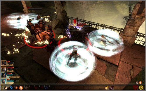 Drużyna w końcu trafi na most (11) broniony przez genloka z osłoną i potężnego ogra - Więzienie Koryfeusza - piętro Farele | Dragon Age II Dziedzictwo - Dragon Age II: Dziedzictwo - poradnik do gry