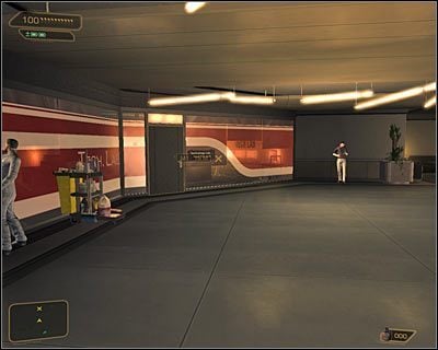 Eksplorację siedziby Sarif Industries rozpoczynasz na pierwszym poziomie (warto poświęcić chwilę na przejrzenie mapy, uruchamianej domyślnie klawiszem M) - (1) Pierwsze sotkanie się z Pritchardem | Deus Ex Bunt Ludzkości - Deus Ex: Bunt Ludzkości - Directors Cut - poradnik do gry