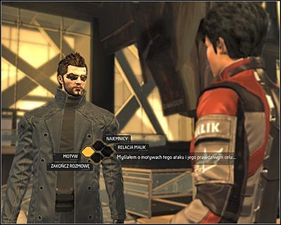 Już po powrocie do siedziby Sarif Industries odbędziesz kolejną rozmowę z Malik - (1) Powrót do siedziby Sarif Industries | Deus Ex Bunt Ludzkości - Deus Ex: Bunt Ludzkości - Directors Cut - poradnik do gry
