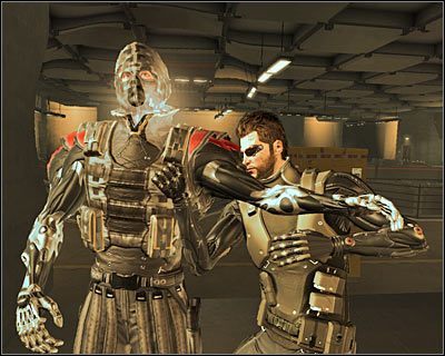 Okoliczne balkoniki patrolowane są przez czterech wartowników, ale musisz się liczyć z dwoma dodatkowymi utrudnieniami - (4) Wariant pokojowy - Przeprawa przez drugą część obozu | Bunt Ludzkości - Deus Ex: Bunt Ludzkości - Directors Cut - poradnik do gry