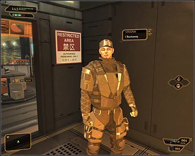 Jeżeli zamierzasz w agresywny sposób przejść przez całą salę kriosterylizacji, to warto byłoby na początek pozbyć się strażnika Kima - (4) Wariant agresywny - Przeprawa przez salę kriosterylizacji | Bunt Ludzkości - Deus Ex: Bunt Ludzkości - Directors Cut - poradnik do gry