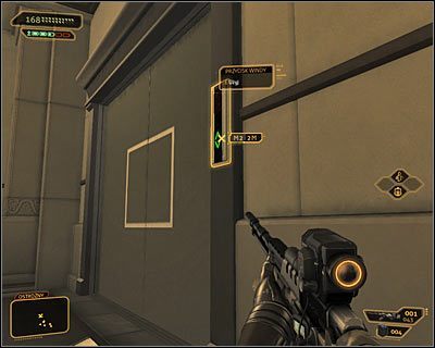 Docelowo musisz dotrzeć do wysuniętej najbardziej na północ drugiej windy (powyższy screen), która poprzednio była niedostępna - (4) Wariant pokojowy - Wydostanie się z apartamentu | Deus Ex Bunt Ludzkości - Deus Ex: Bunt Ludzkości - Directors Cut - poradnik do gry