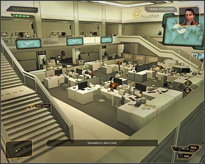 Otwórz drzwi prowadzące do dużego pomieszczenia stacji nadawczej (powyższy screen) - (1) Dotarcie do pokoju 404 | Deus Ex Bunt Ludzkości - Deus Ex: Bunt Ludzkości - Directors Cut - poradnik do gry