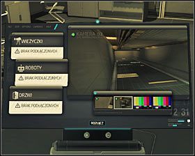 Skorzystaj z okazji i dokładnie rozejrzyj się po stróżówce, zaglądając do szuflad i wchodząc w interakcję z dwoma niezabezpieczonymi terminalami komputerowymi #1 - (7) Wariant pokojowy - Dotarcie do klatki schodowej | Deus Ex Bunt Ludzkości - Deus Ex: Bunt Ludzkości - Directors Cut - poradnik do gry