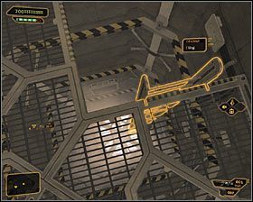 Jak zapewne zauważyłeś, w pomieszczeniu tym znajduje się także wejście do szybu wentylacyjnego #1 i w celu jego zbadania musisz sobie podsunąć pod nogi skrzynię - (1) Dotarcie do mieszkania Jensena | Deus Ex Bunt Ludzkości - Deus Ex: Bunt Ludzkości - Directors Cut - poradnik do gry