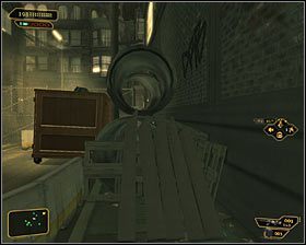 Nie musisz się przejmować tym, że po wyjściu z kanałów znalazłbyś się na terytorium gangu, bo wiele zmieniło się od czasu ostatniej wizyty i teraz nie ma tu żadnych wrogów #1 - (10) Powrót na lądowisko | Deus Ex Bunt Ludzkości - Deus Ex: Bunt Ludzkości - Directors Cut - poradnik do gry