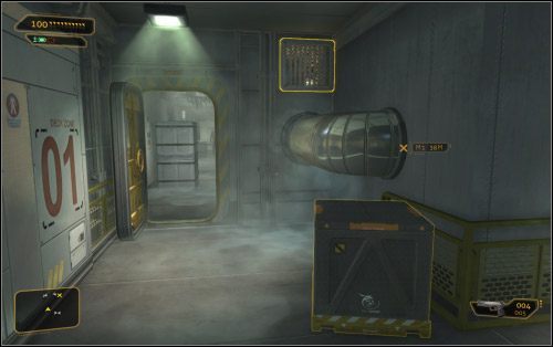 Jeśli chciałbyś oczyścić lokację (8 na mapie), to najpierw na celownik weź przechadzającego się strażnika - (1) Wariant pokojowy - Ucieknij i znajdź swój sprzęt | Deus Ex Bunt Ludzkości - Deus Ex: Bunt Ludzkości - Directors Cut - poradnik do gry