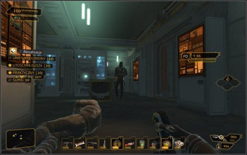 Hasło do głównego wejścia (7 na mapie) znajdziesz w palmtopie strażnika stojącego w pobliżu windy - (3) Wariant pokojowy - Znajdź port wypadowy | Deus Ex Bunt Ludzkości - Deus Ex: Bunt Ludzkości - Directors Cut - poradnik do gry