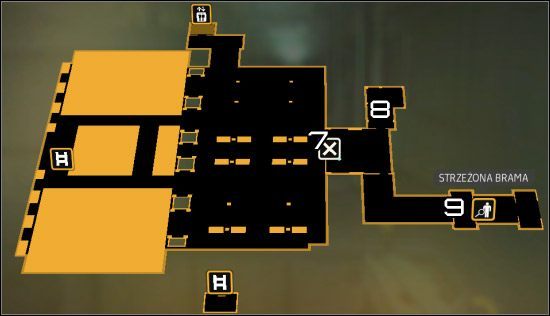 Główne drzwi (7 na mapie) otworzysz hasłem 6834 - (3) Wariant agresywny - Znajdź port wypadowy | Deus Ex Bunt Ludzkości - Deus Ex: Bunt Ludzkości - Directors Cut - poradnik do gry
