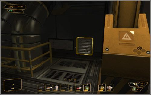 Lasery broniące dostępu do pierwszego doku załadunkowego mają zaledwie pierwszy poziom zabezpieczeń, ale jeśli nie chce Ci się grać w mini-gierkę, da się je ominąć kanałem wentylacyjnym (F na mapie) - (4) Wariant pokojowy - Znajdź miejsce spotkania | Deus Ex Bunt Ludzkości - Deus Ex: Bunt Ludzkości - Directors Cut - poradnik do gry