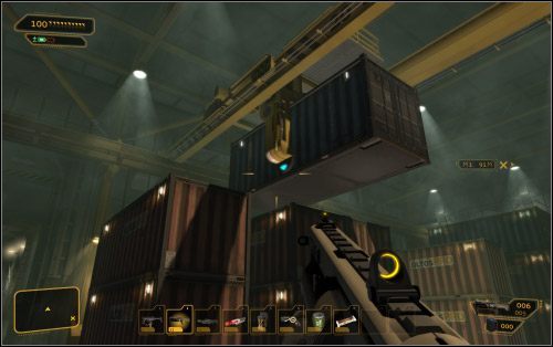 Przed udaniem się do sąsiedniego doku, warto ogołocić tutejszy z licznych bonusów - (4) Wariant agresywny - Znajdź miejsce spotkania | Deus Ex Bunt Ludzkości - Deus Ex: Bunt Ludzkości - Directors Cut - poradnik do gry