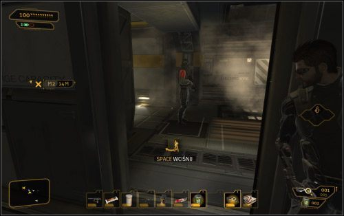 Stąd wyjdziesz już na główny korytarz pilnowany przez ludzi Belltower - (1) Wariant pokojowy - Załaduj dane biometryczne do głównego komputera więziennego - Deus Ex: Bunt Ludzkości - Directors Cut - poradnik do gry