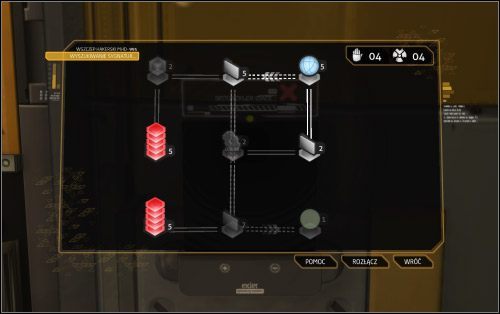 Na górze na załatwienie czeka jeszcze dwóch ochroniarzy, którzy stoją na straży bardzo ważnych drzwi (7 na mapie) - Wariant pokojowy | Deus Ex Bunt Ludzkości - Deus Ex: Bunt Ludzkości - Directors Cut - poradnik do gry