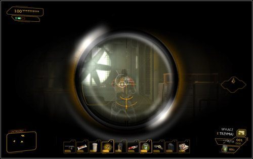 Teraz możesz skorzystać z windy i zaskoczyć wspomnianego strażnika zachodząc go od tyłu - Wariant pokojowy | Deus Ex Bunt Ludzkości - Deus Ex: Bunt Ludzkości - Directors Cut - poradnik do gry