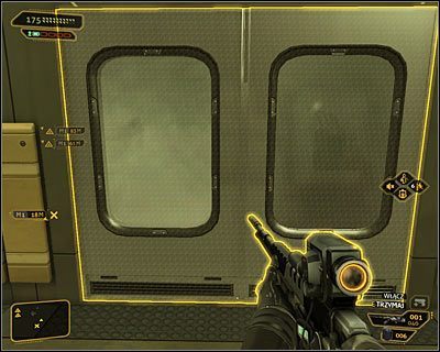 Niezależnie od tego czy wybrałeś przejażdżkę windą czy przebiłeś się do kostnicy musisz przystąpić do eksploracji piwnicy budynku Bio-Mech Lab - (3) Wariant pokojowy - Odnalezienie Declana Faherty | Deus Ex Bunt Ludzkości - Deus Ex: Bunt Ludzkości - Directors Cut - poradnik do gry