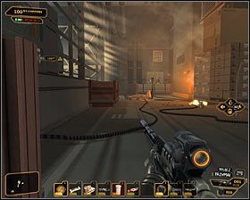 Wyjdź z pomieszczenia z dużym szybem i ruszaj na południe - (7) Wariant agresywny - Dotarcie do kryjówki Dawida Sarifa | Bunt Ludzkości - Deus Ex: Bunt Ludzkości - Directors Cut - poradnik do gry