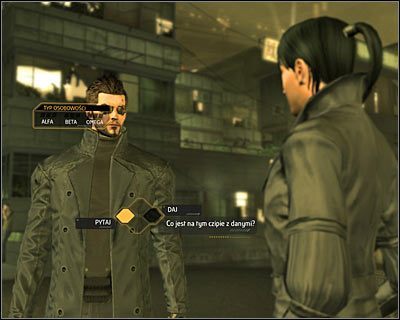 Możesz się teraz zachować na dwa sposoby (powyższy screen) - Wojna korporacji | Questy poboczne | Deus Ex Bunt Ludzkości - Deus Ex: Bunt Ludzkości - Directors Cut - poradnik do gry