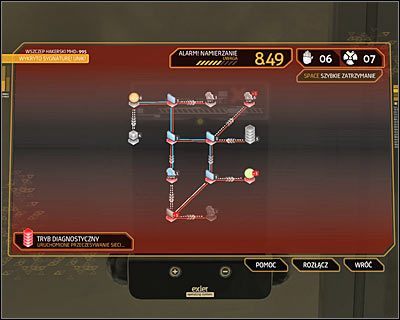 Rozpoczęcie odliczania czasu to nie jedyny problem, z którym musisz się liczyć po tym jak już zostaniesz wykryty przez wrogą sieć, albowiem przystąpi ona do przejmowania lub odbijania zajętych przez Ciebie węzłów - Mini-gry hackerskie | Deus Ex Bunt Ludzkości - Deus Ex: Bunt Ludzkości - Directors Cut - poradnik do gry