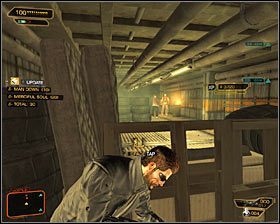 Jak zapewne zauważyłeś, za barykadą rozstawionych jest trzech przeciwników #1 - Płaszcz i szpada (07-13) | Deus Ex Bunt Ludzkości - Deus Ex: Bunt Ludzkości - Directors Cut - poradnik do gry