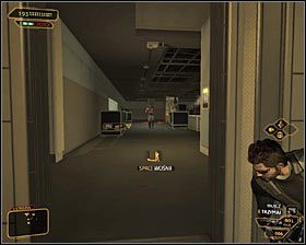 3 - (3) Wariant agresywny- Dotarcie do klatki schodowej na tyłach studia - Twarzą w twarz z Elizą Cassan - Deus Ex Bunt Ludzkości - poradnik akt III - Kanada, Detroit 2