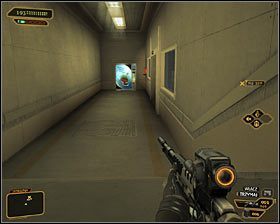 Z racji tego, że zbadałeś już całą okolicę, możesz skupić się na obmyśleniu sposobu dotarcia do przycisku przywołującego kolejkę linową - (4) Wariant pokojowy- Dotarcie do kolejki linowej - Twarzą w twarz z Elizą Cassan - Deus Ex Bunt Ludzkości - poradnik akt III - Kanada, Detroit 2