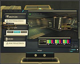 Po znalezieniu się w nowym pomieszczeniu zacznij od wejścia w interakcję z terminalem komputerowym #1 - (7) Wariant pokojowy- Dotarcie do klatki schodowej - Twarzą w twarz z Elizą Cassan - Deus Ex Bunt Ludzkości - poradnik akt III - Kanada, Detroit 2