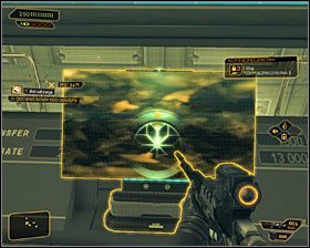 Jeżeli dysponujesz zaawansowanym kamuflażem (ulepszenie System maskujący), to możesz oczywiście przejść bezpiecznie przez całe pomieszczenie - (9) Wariant pokojowy- Dotarcie do pokoju 802-11 - Twarzą w twarz z Elizą Cassan - Deus Ex Bunt Ludzkości - poradnik akt III - Kanada, Detroit 2