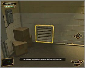 Zauważ, że jeden z wartowników idzie na górę - (5) Wariant pokojowy- Wyjście z Centrum Kongresowego - W pogoni za Izajaszem Sandovalem - Deus Ex Bunt Ludzkości - poradnik akt III - Kanada, Detroit 2