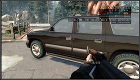 Na początku misji standardowo zabieramy sprzęt z bagażnika [1] a później wsiadamy do pojazdu - Przejażdżka - Rozdział 1 - Call of Juarez: The Cartel - Eddie Guerra - poradnik do gry