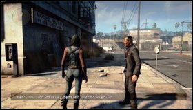 Po dojechaniu do celu wysiadamy z auta [1] i ruszamy ulicą - Podejście do budynku - Rozdział 2 - Call of Juarez: The Cartel - Eddie Guerra - poradnik do gry